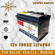 LiFePo4 Battery 12v 100AH Sinar Solar for Car, Solar System, UPS, MARINE
