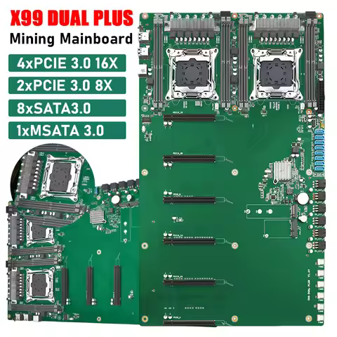 PC Accessories X99 DUAL PLUS Mining Mainboard NVME M.2 LGA 2011-3 V3/V4 CPU Socket Computer Motherbo