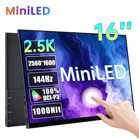 16 Inch 2.5K 144Hz MiniLED Portable Monitor 2560*1600P 1000Nit 100%sRGB HDR1000 Screen Gaming Displa