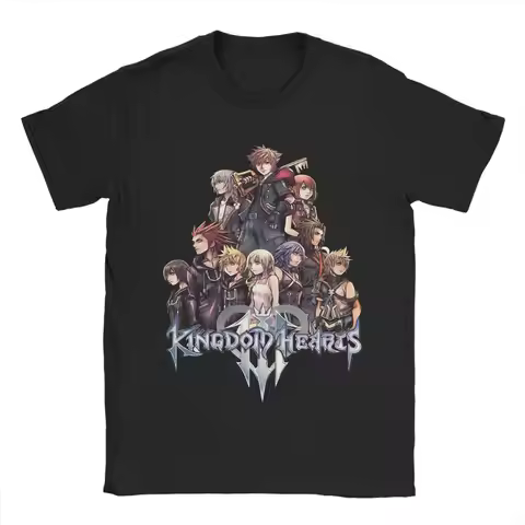 Men's Kingdom Hearts T Shirts 100% Cotton Tops Creative Short Sleeve Round Collar Tee Shirt Big Size