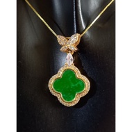 #J749 100% Natural Grade A Green Jade Jadeite Pendant 29.4m Silver 925 (FreeNecklaceChain)