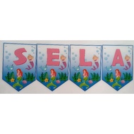 BANNER FLAG BUNTING FLAG/ MERMAID PICTURE FLAG WALL DECORATIONS CAN BE CUSTOMIZED WITH NAMES