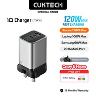 【NEW】Cuktech 10 Charger 120W Fast Charging Fodable Adapter 2C1A Ports for Xiaomi/ip/samsung/laptop