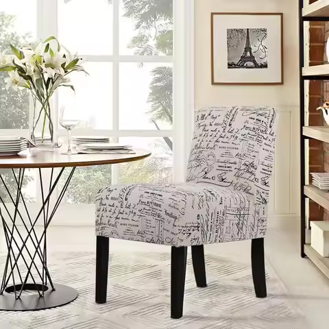 Modern Armless Accent Chair with Solid Wood Legs Living Room Slipper Chair