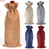 SFBSF 3Pcs Wine Bottle Cover, Gift Pouch Drawstring Linen Bag,  Washable Packaging Champagne Wine Bottle Bag Wedding Christmas Party