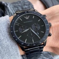代購 新品Armani手錶 阿曼尼男錶 黑色時尚運動酷黑鋼鏈錶 商務休閒男生腕錶 防水石英錶AR11242