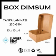 BOX DIMSUM KRAFT TANPA LAMINASI 15x15x6cm