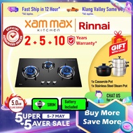 Rinnai Gas Hob - RB 983G 5.0kW Burner Built-In / Free Standing Gas Burner | 88cm Cooker Hob 3 Burner | Flexi Cut-Out Size | RB-983G Tempered Glass | Rinnai Gas Stove | Cooker Hob | Tungku Dapur