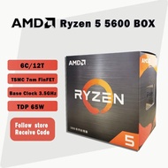 เครื่องประมวลผลซีพียู AMD Ryzen 5 5600 5600 3.5 Ghz หก-Core 12-Core ใหม่7NM 65W L3 = 32M AM4ซ็อกเก็ต100-000000927พร้อมพัดลม