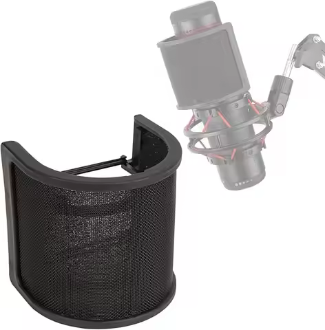 For HypherX QuadCast S Pop Filter- Microphone Windscreen Metal Mesh Layer Mic Cover Compatible with 