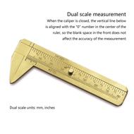 CUY Handy Sliding Gauge Brass Vernier Caliper Ruler Measuring Tool Double Scales mm inch Mini Brass 