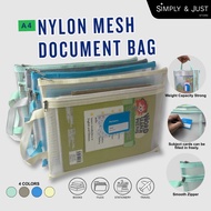 2 Layers A4 File Bag Nylon Mesh Document Bag Zipper Closure File Folder Pouch A4 Paper Storage Organ