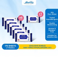 [BUNDLE DEAL] Anakku Hypoallergenic Baby Wipes Wet Tissue Tisu Basah Bayi (25's) - 6 Packs FREE 1 Pa