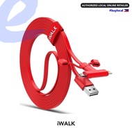 iWALK 2 in 1 Data Cable w/ 3 Reversible connector IOS and Micro USB 1M