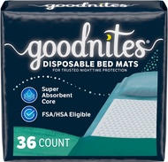 Goodnites แผ่นเตียงทิ้ง/เสื่อเตียงสำหรับ Bedwetting, 2.4X2.8ฟุต,36 Ct (4แพ็คของ9)