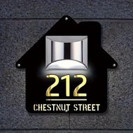 (Solar LED ) Solar House Number Plate Customized & Address Sign / Outdoor Modern Tanda Rumah 太阳能 亚克力