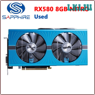 LKIJU Used SAPPHIRE RX580 8G Nitro 14nm Video Card 2304SP 256Bit GDDR5 Graphics Cards RX 500 RX 580 