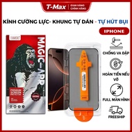 Transparent tempered glass full screen self-vacuuming support frame for iphone17 Promax 16 15 14 13 