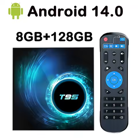 128GB T95 Google TV Box Android 14 Allwinner H616 2GB 32GB Support AV1 1080P H.265 4K 2.4G&5G Wifi B