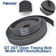 POWGE GT 3GT Open synchronous Timing belt width 6/9/15mm 3GT-6/3GT-9/3GT-15 Rubber Small Backlash Ac