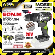 [ NEW ] WORX WU369.9 / WU369 20V Brushless Cordless Impact Drill (SOLO/SET)