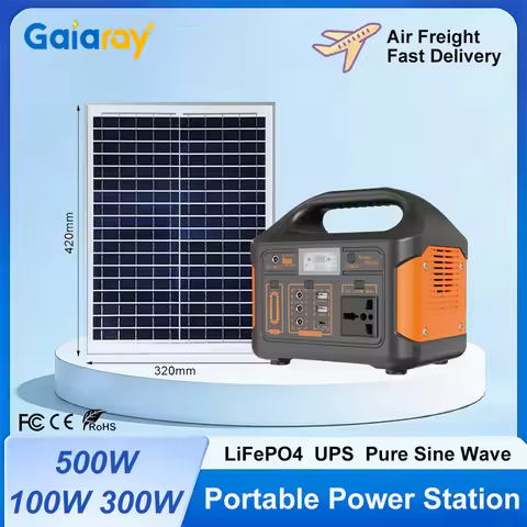 Gaiaray 100W 300W 500W Portable Power Station Pure Sine Wave Solar Generator 110V/220V UPS Camping C
