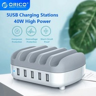 ORICO 5 Ports USB Charger Station Dock with Holder 40W 5V2.4A Charging USB Cable for mobile phone
