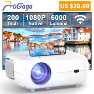 Progaga PG500 Beamer โปรเจ็คเตอร์พกพา1080P Full HD 200นิ้ว6000ลูเมน Wifi รองรับ2K 4K M.2บีมเมอร์โปรเจคเตอร์ใช้ในบ้าน