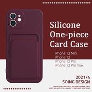 SOING Shockproof Silicone iPhone Case Cover for iPhone 12/iPhone 12 Mini/iPhone12 Pro Max Case with Card Holder, Soft Casing iPhone12 Pro with Camera Cover