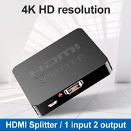 HDMI Splitter 4K30Hz 1 Input 2 Output HDMI Switch Supports Compatible with PS5 PS4 Xbox Series X/S Roku