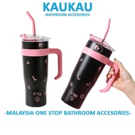 KAUKAU Couple Set 1250ml Tumbler Thermos Mug With Handle and Straw Portable Durable BPA Free