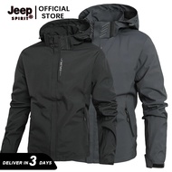 Jeep Spirit Tactical Jacket Hoodie for Men Windbreaker Waterproof Black Lightweight