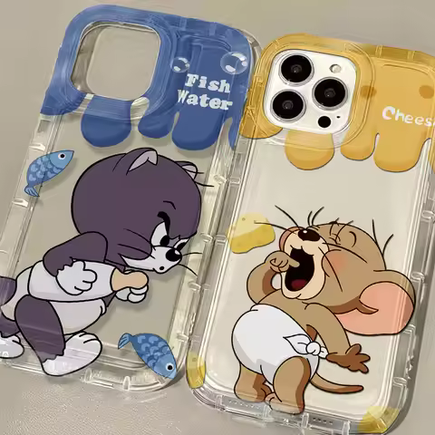 Lovely Cartoon Clear Case for TomS JerryS IPhone 16 15 14 13 12 11 Pro Max 14 15 7 8 Plus X XR XS Ma