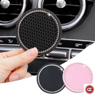 QC 1PC Car Anti-Skid Water Cup Pad Diamond Rhinestone Bling Non-slip Water Cup Holder Soft Mat Auto 