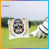 DRO_ Mallet Putter Head Cover Faux Leather Putter Cover Skull Printed Magnetic Mallet Putter Cover f
