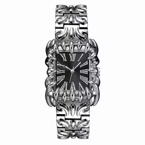 New Watch for Men and Women Claw Design Alabaster Watches Y2K Square Roman Numeral Quartz Wristwatch