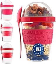 Tribello 20 OZ Overnight Oats Container With Lid, Set of 4 Crunch Cups To Go, Portable Parfait Cup W