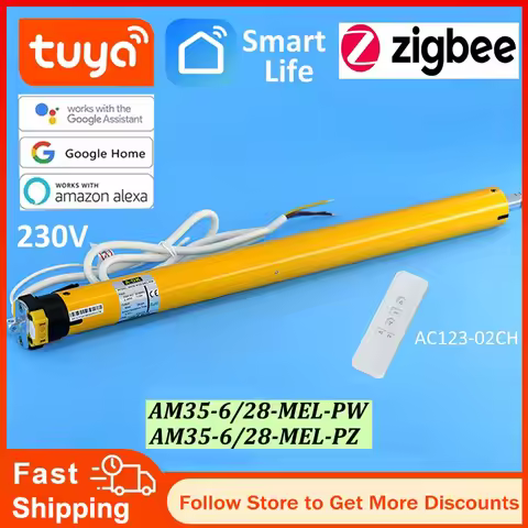A-OK AM35 6/28 Tuya WiFi +RF433 Smart Blinds Tubular Motor for 40mm/45mm/47mm/50mm Tube Rolling Shut