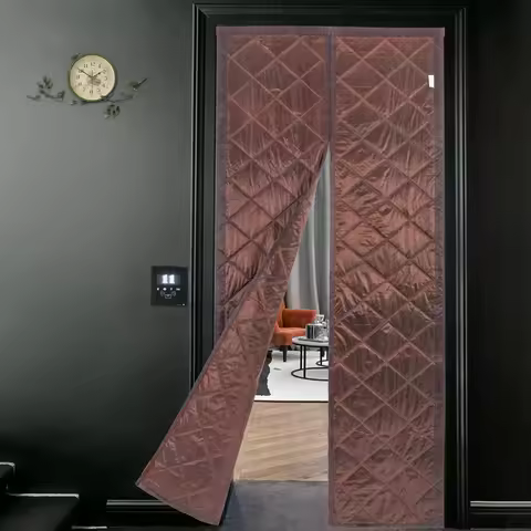 0.85x2.05m Thermal Insulated Door Curtain Magnetic Blackout Curtain Center Opening Doorway Curtain f