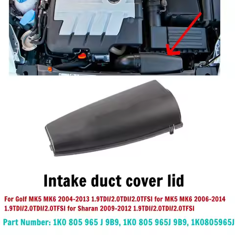 Car Cover Lid Air Intake Duct Cover Lid 1K0805965J9B9 for Golf MK5 MK6 2004-2013 1.9TDI/2.0TDI/2.0TF