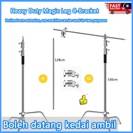 Heavy Duty C Stand 1.5m-3.3m Adjustable Magic Leg Stable Stainless Steel Tripod Light Stand for Phot