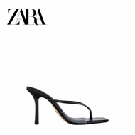 Zara Transparent Temperament Flat Sandals Women's Shoes Fairy Crystal High Heel Sandals Flat Buckle Strap Square Toe Dew