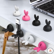 FS 1Pc Bunny Ear Rabbit Desktop Data Cable Holder / Creative Action Figure Cute USB Charger Cord Organizer