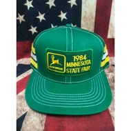 vintage cap John deere trucker 3 Line snapback &amp; Topi John deere tag made in usa