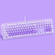 MOFII แป้นพิมพ์สุดน่ารักแบบมีสาย104คีย์เครื่องพิมพ์ดีดขนาดใหญ่สีสันสดใสแป้นพิมพ์สำนักงานพร้อมถอดได้ร