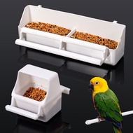 No Mess Hanging Bird Feeder Plastic Cage Food Bowl Double Single Slot Feeding Container for Parrot B