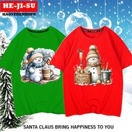 HEJISU White Snowing Santa Christmas T-Shirt Abstract Santa White Merry Christmas T-Shirt