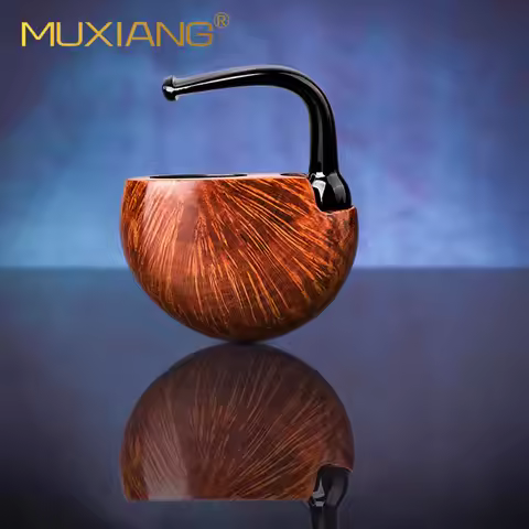 Muxiang Handmade Briar Wood Pipe Smoke With Bent Acrylic Stem Mini Pocket Tobacco Smoking Pipe Conve