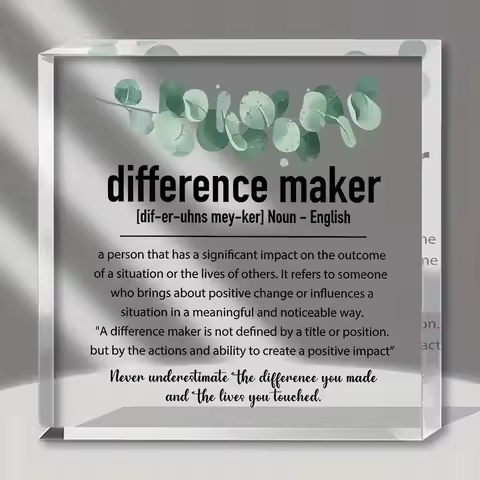 Acrylic Difference Maker Desk Sign - Inspirational Thank You Appreciation Gift for Women and Men - M