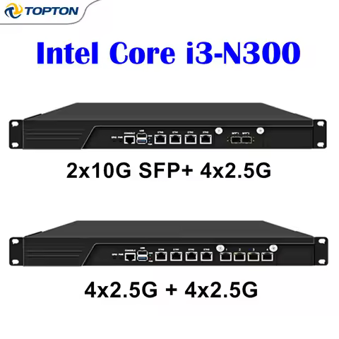 1U Rackmount Firewall Appliance Intel Core i3-N300 2x 10G SFP+ 4x Intel i226-V 2.5G LAN DDR5 Mini PC